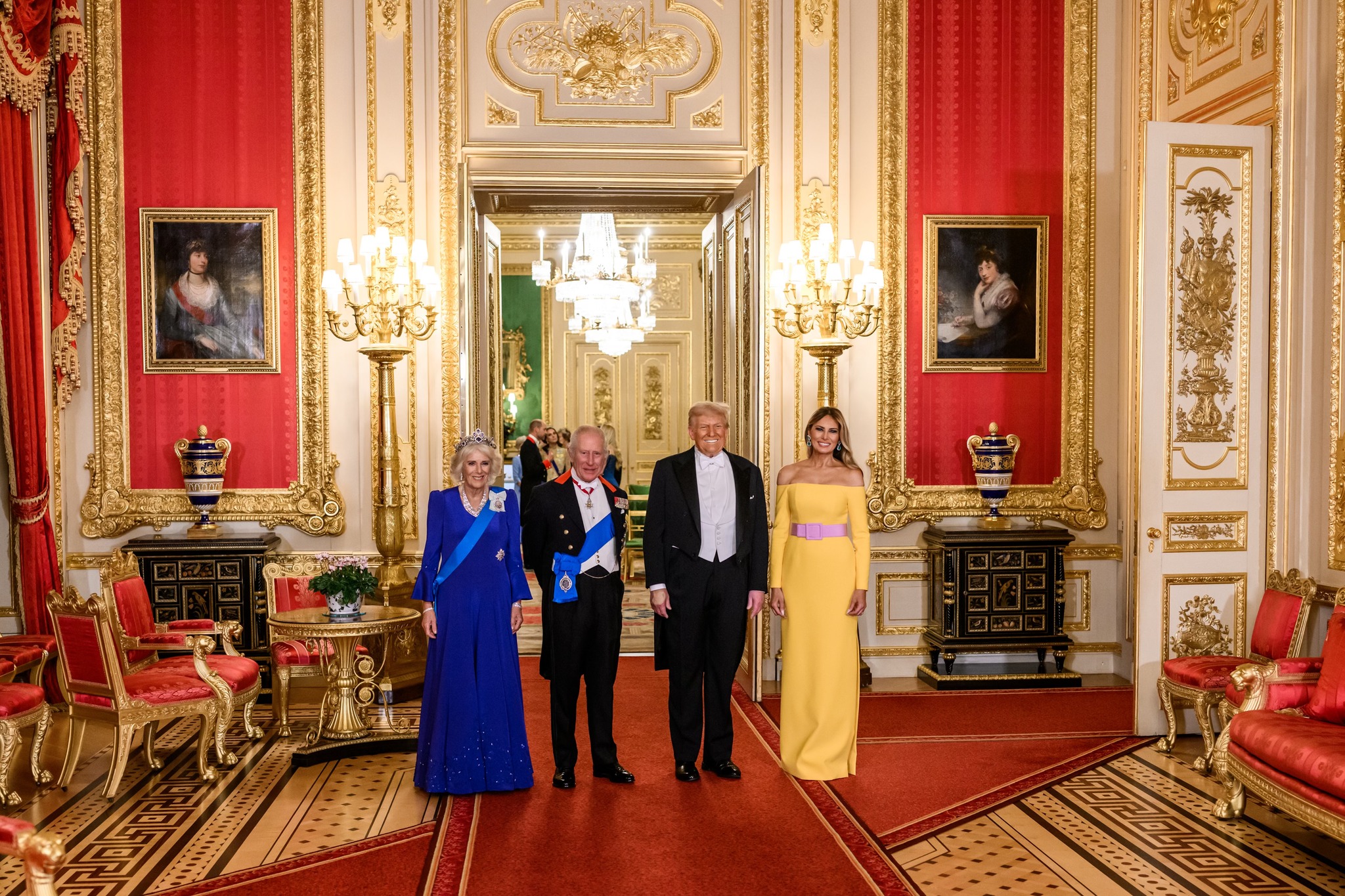 President Donald Trump and First Lady Melania Trump attend a State Banquet with King Charles III and Queen Camilla at Windsor Castle in Windsor, England on Wednesday, September 17, 2025. (Official White House Photo by Daniel Torok)